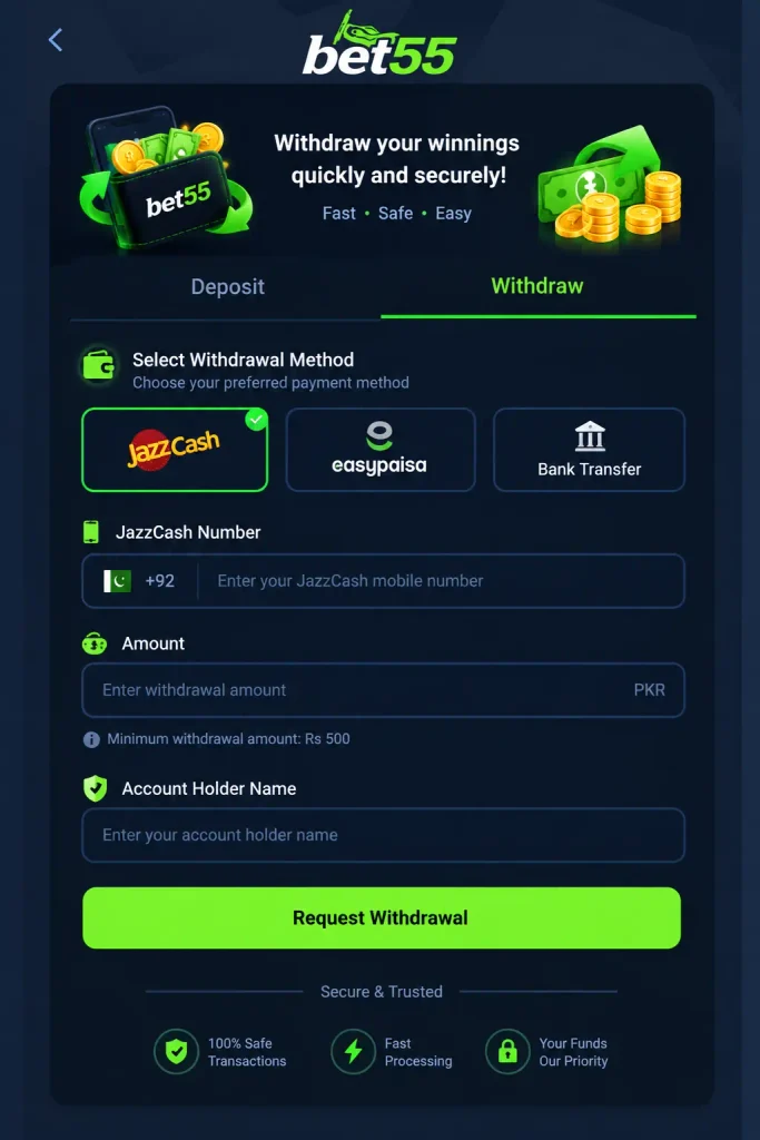 Bet55 Withdrawal
